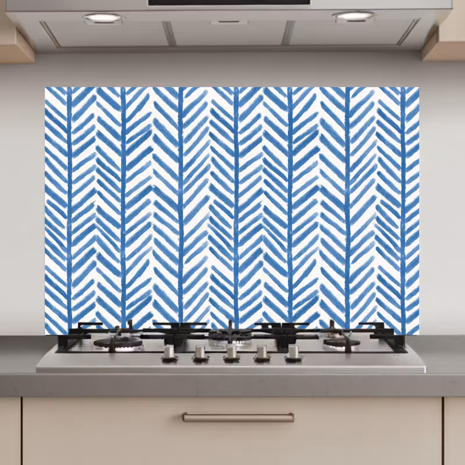 Spatscherm keuken - Patroon - Streep - Blauw — 1