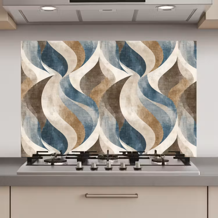 Spatscherm keuken - Abstract - Golven - Kleurrijk — 1