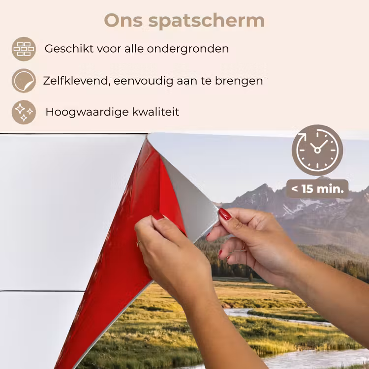 Spatscherm keuken - Berglandschap - Rivier - Bos — 4