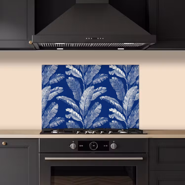 Spatscherm keuken - Blad - Palm - Blauw — 2