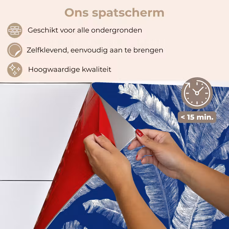 Spatscherm keuken - Blad - Palm - Blauw — 4