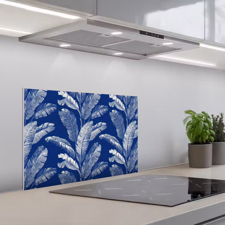 Spatscherm keuken - Blad - Palm - Blauw — 5