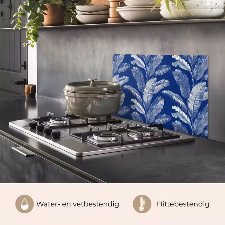 Spatscherm keuken - Blad - Palm - Blauw — 7