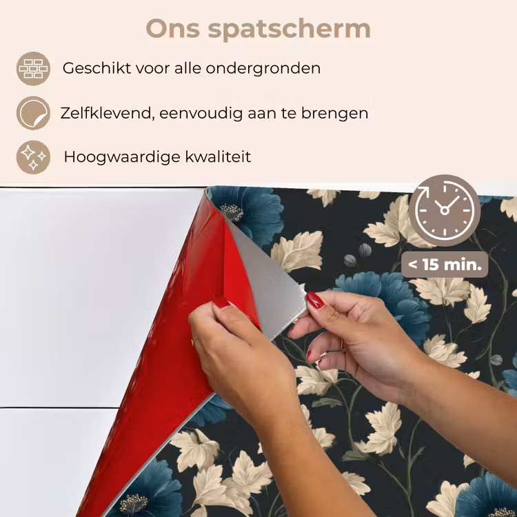 Spatscherm keuken - Botanisch - Bloemen - Blauw — 4