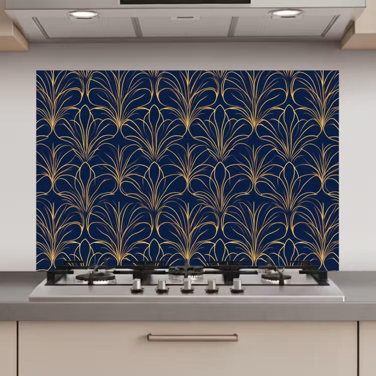 Spatscherm keuken - Deco - Waaier - Blauw — 1