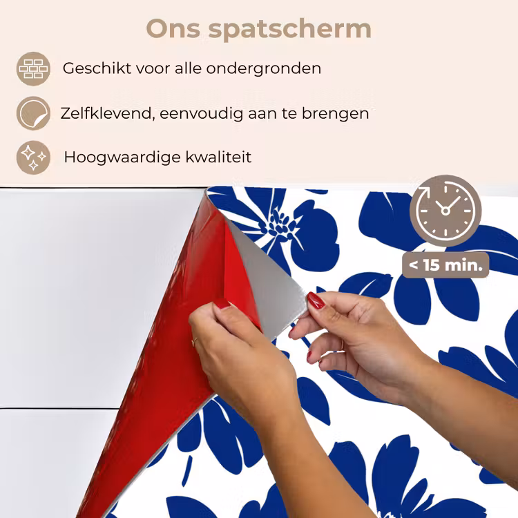 Spatscherm keuken - Floraal - Modern - Blauw — 4
