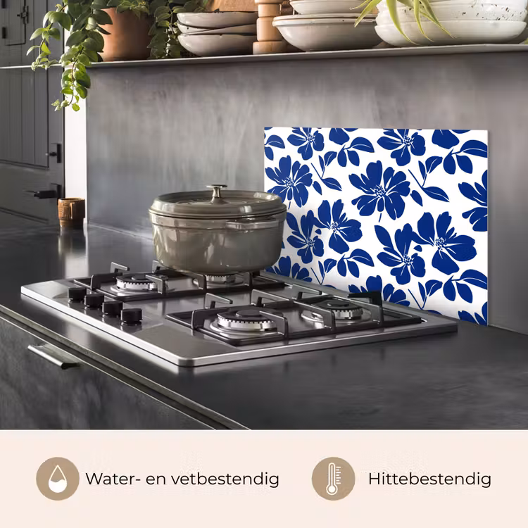 Spatscherm keuken - Floraal - Modern - Blauw — 7