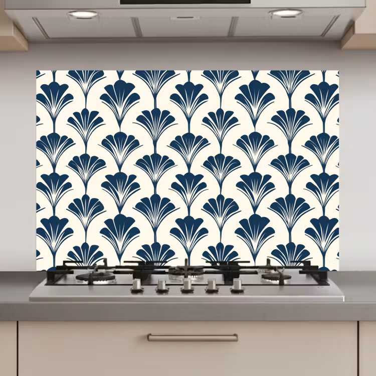 Spatscherm keuken - Klassiek - Motief - Blauw — 1