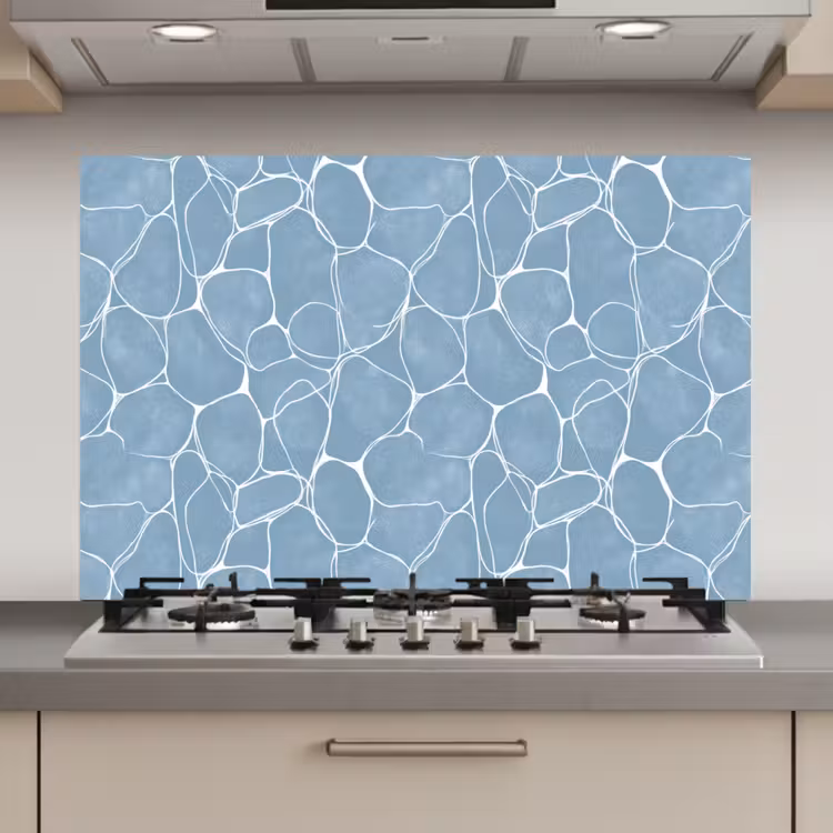Spatscherm keuken - Organisch - Patroon - Blauw — 1