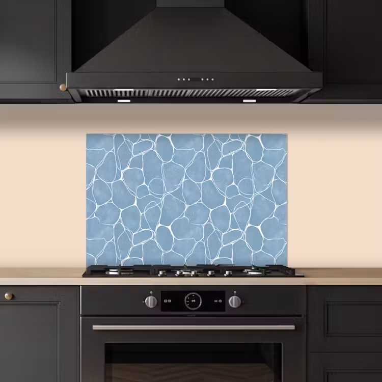 Spatscherm keuken - Organisch - Patroon - Blauw — 2