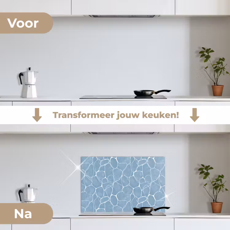 Spatscherm keuken - Organisch - Patroon - Blauw — 3