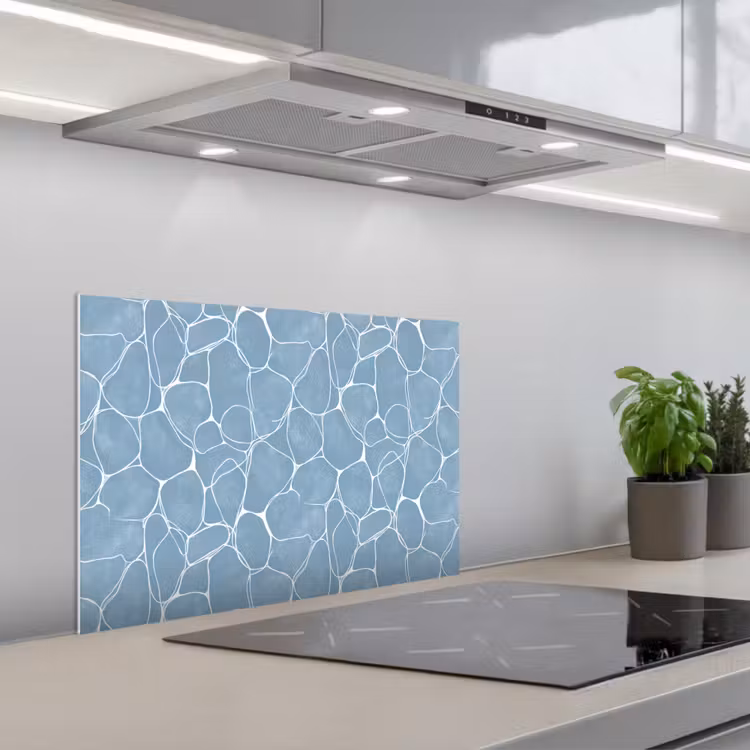 Spatscherm keuken - Organisch - Patroon - Blauw — 5