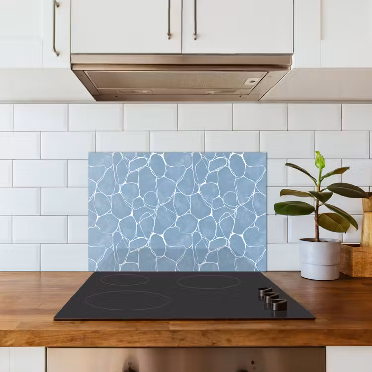 Spatscherm keuken - Organisch - Patroon - Blauw — 6