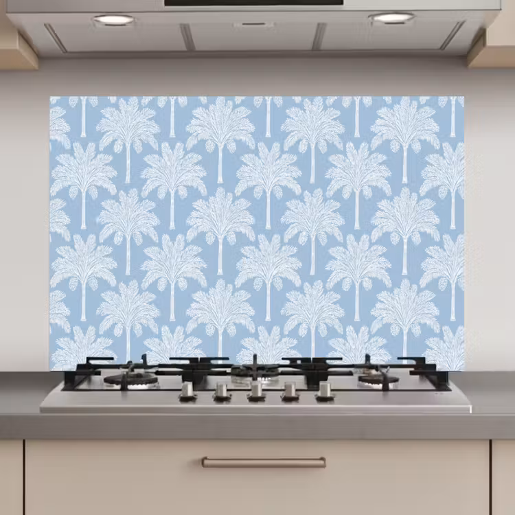 Spatscherm keuken - Palmboom - Modern - Blauw — 1