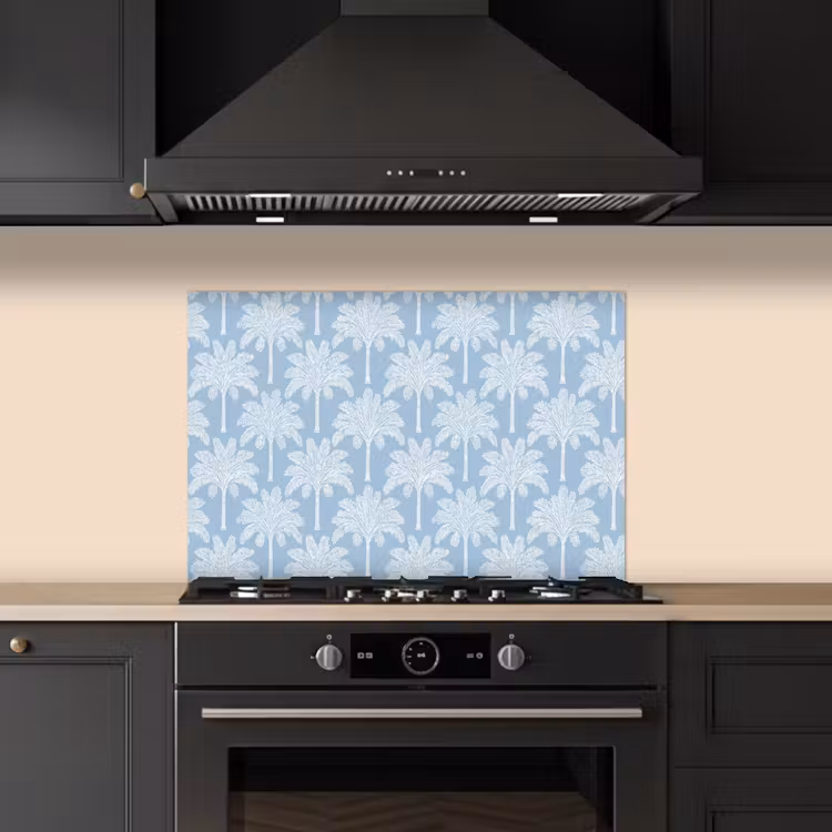 Spatscherm keuken - Palmboom - Modern - Blauw — 2