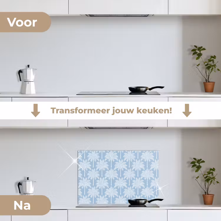 Spatscherm keuken - Palmboom - Modern - Blauw — 3