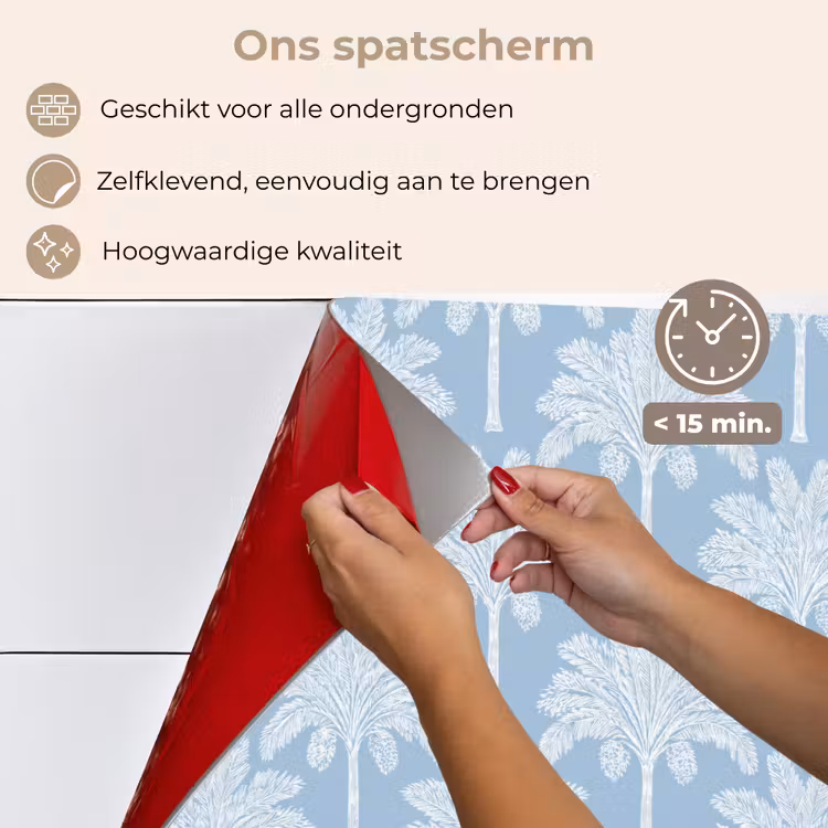 Spatscherm keuken - Palmboom - Modern - Blauw — 4