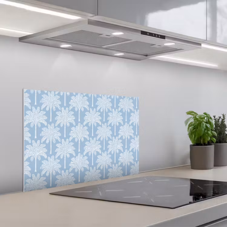 Spatscherm keuken - Palmboom - Modern - Blauw — 5