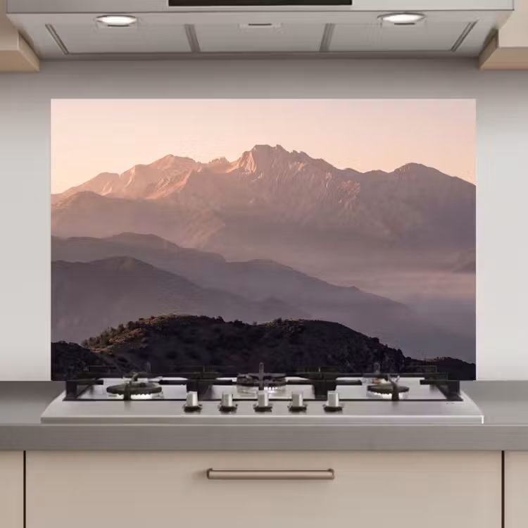 Spatscherm keuken - Panorama - Landschap - Bergen — 1