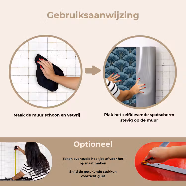 Spatscherm keuken - Patroon - Ginkgoblad - Blauw — 8