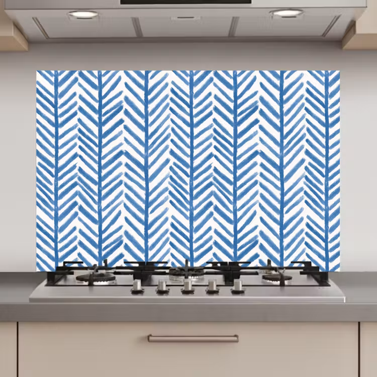 Spatscherm keuken - Patroon - Streep - Blauw — 1