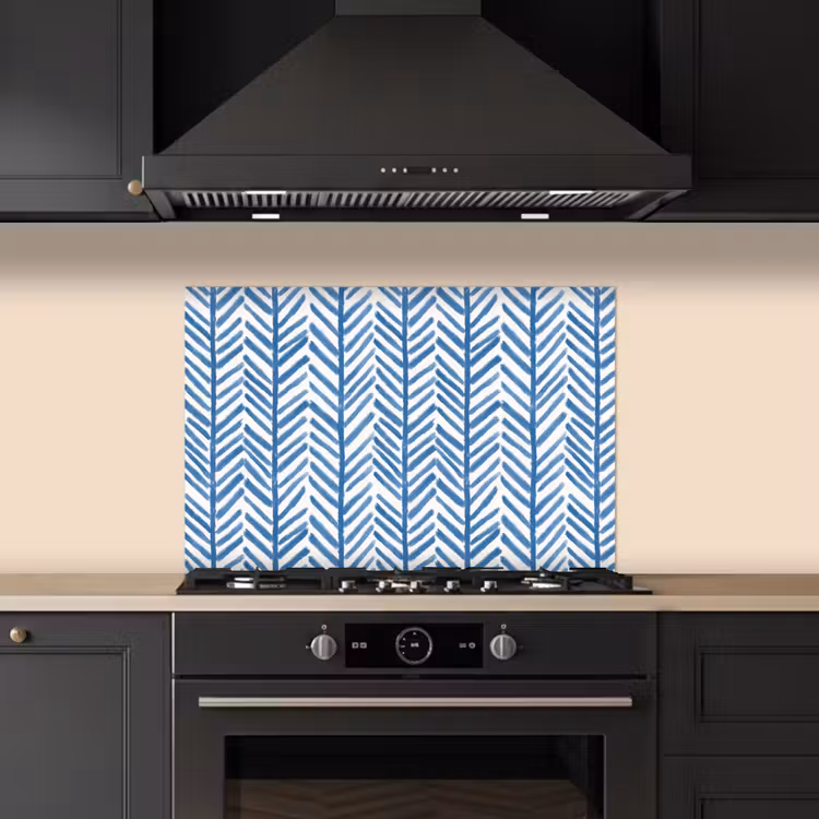 Spatscherm keuken - Patroon - Streep - Blauw — 2