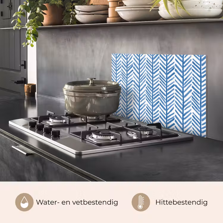 Spatscherm keuken - Patroon - Streep - Blauw — 7