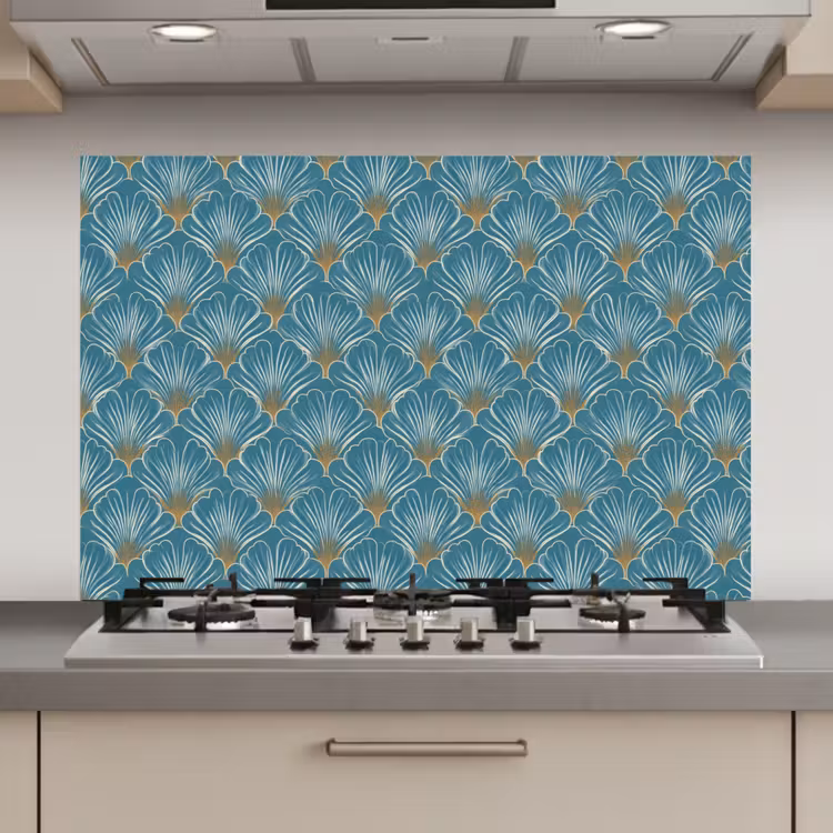 Spatscherm keuken - Symmetrisch - Patroon - Blauw — 1