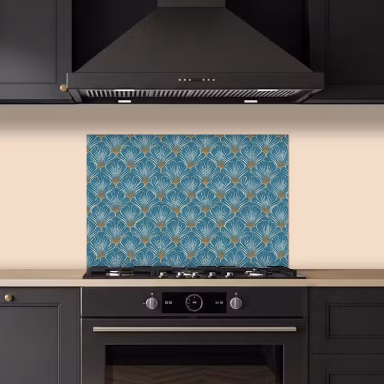 Spatscherm keuken - Symmetrisch - Patroon - Blauw — 2