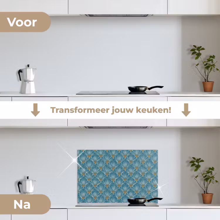 Spatscherm keuken - Symmetrisch - Patroon - Blauw — 3