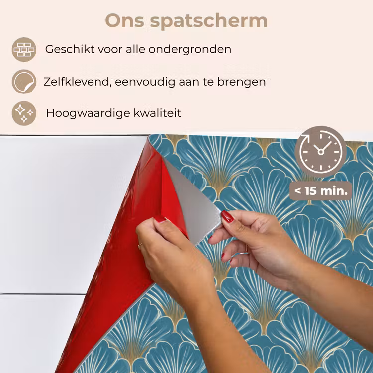 Spatscherm keuken - Symmetrisch - Patroon - Blauw — 4