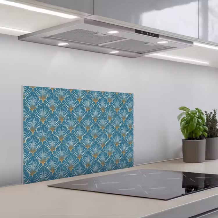 Spatscherm keuken - Symmetrisch - Patroon - Blauw — 5