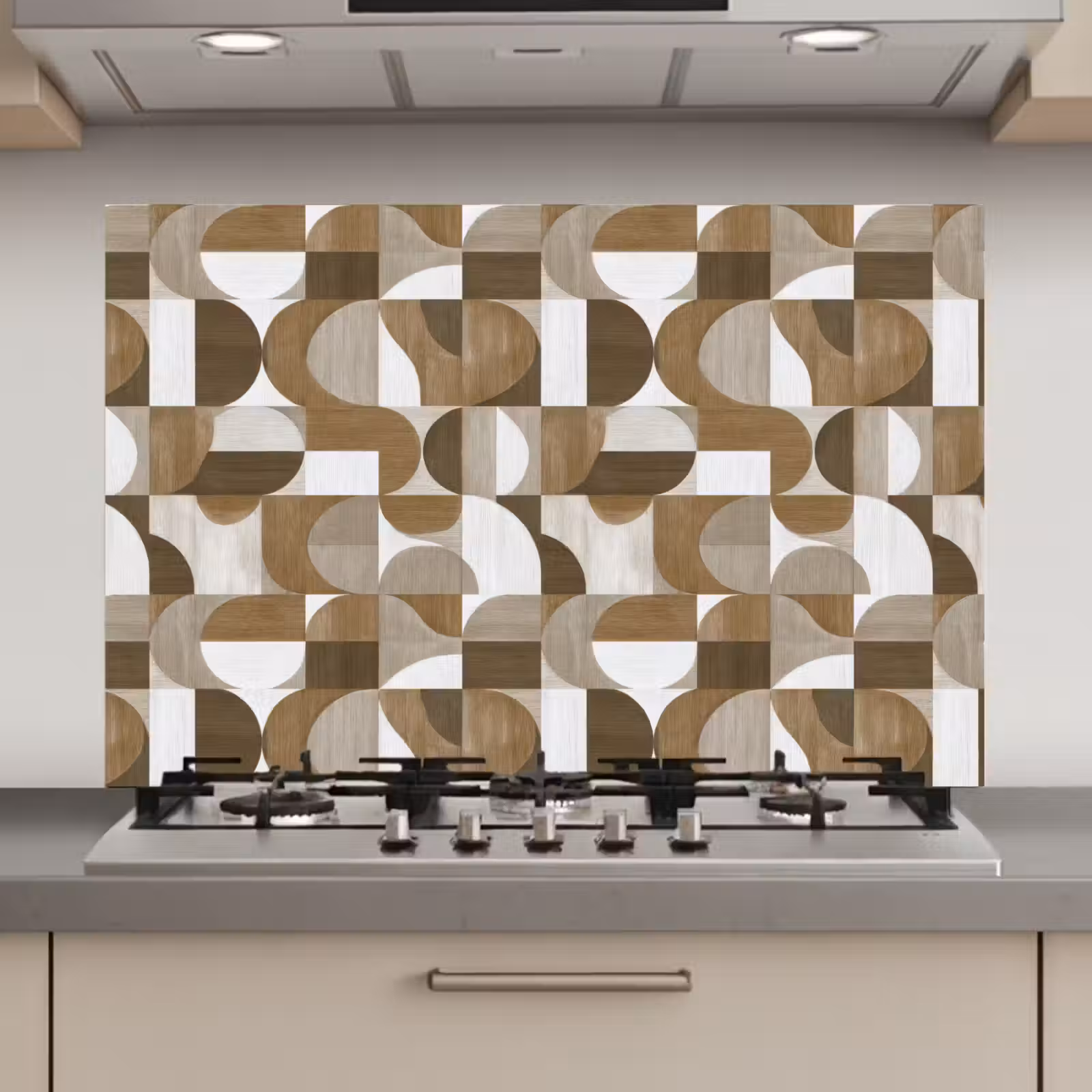 Spatscherm keuken - Abstract - Retro - Bruin — 1