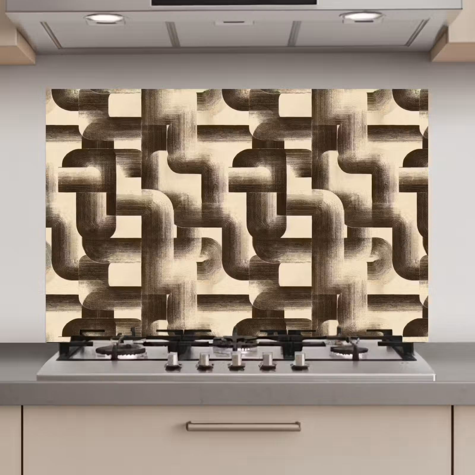 Spatscherm keuken - Abstract - Retro - Zwart — 1