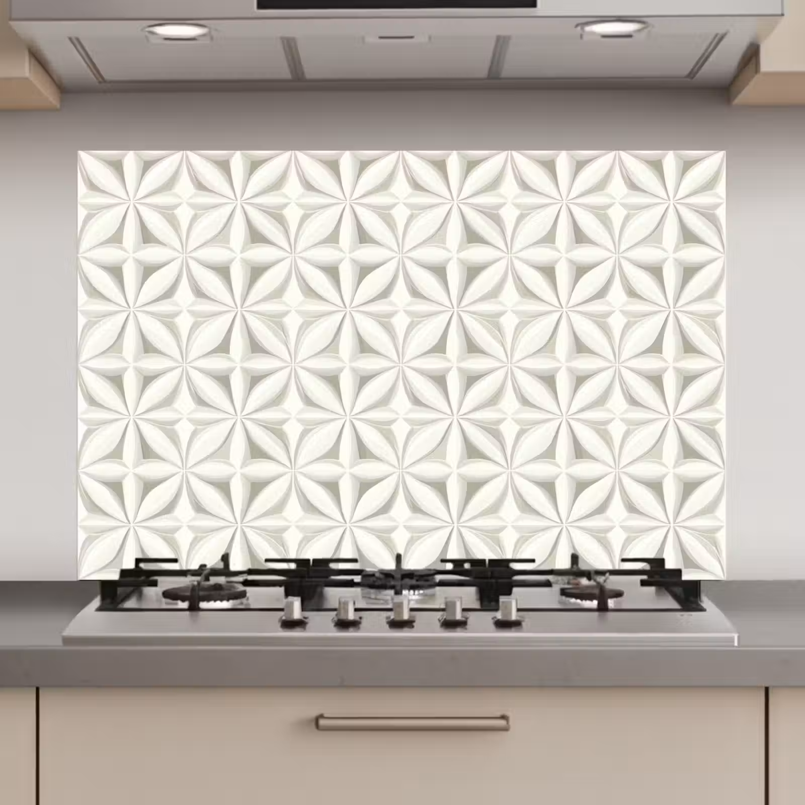 Spatscherm keuken - Abstract - Structuur - Grijs - Wit — 1