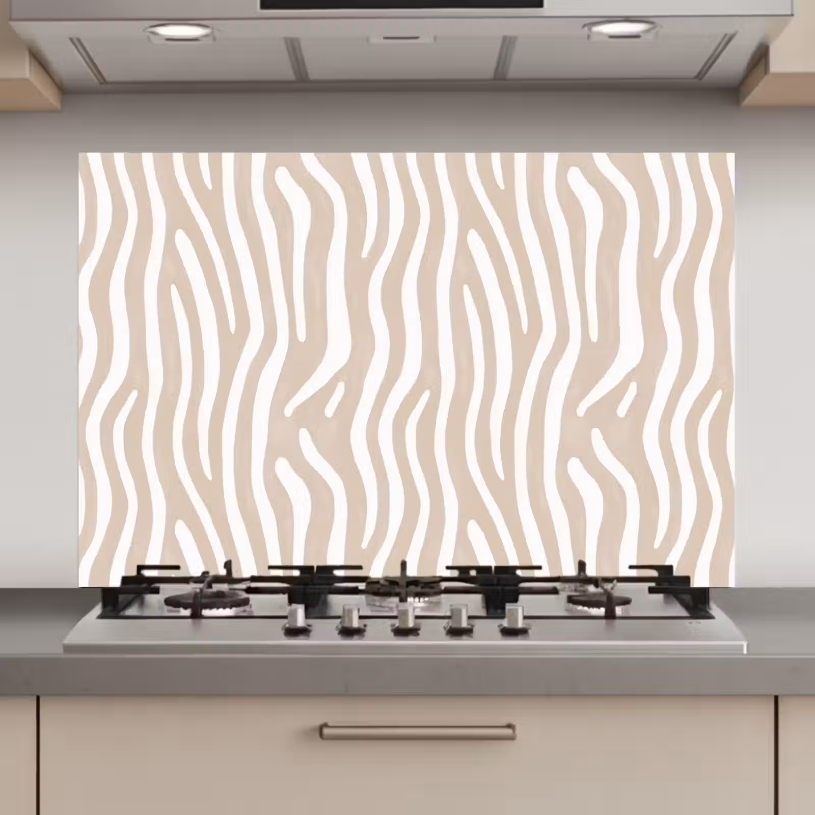 Spatscherm keuken - Abstract - Zebra - Beige — 1