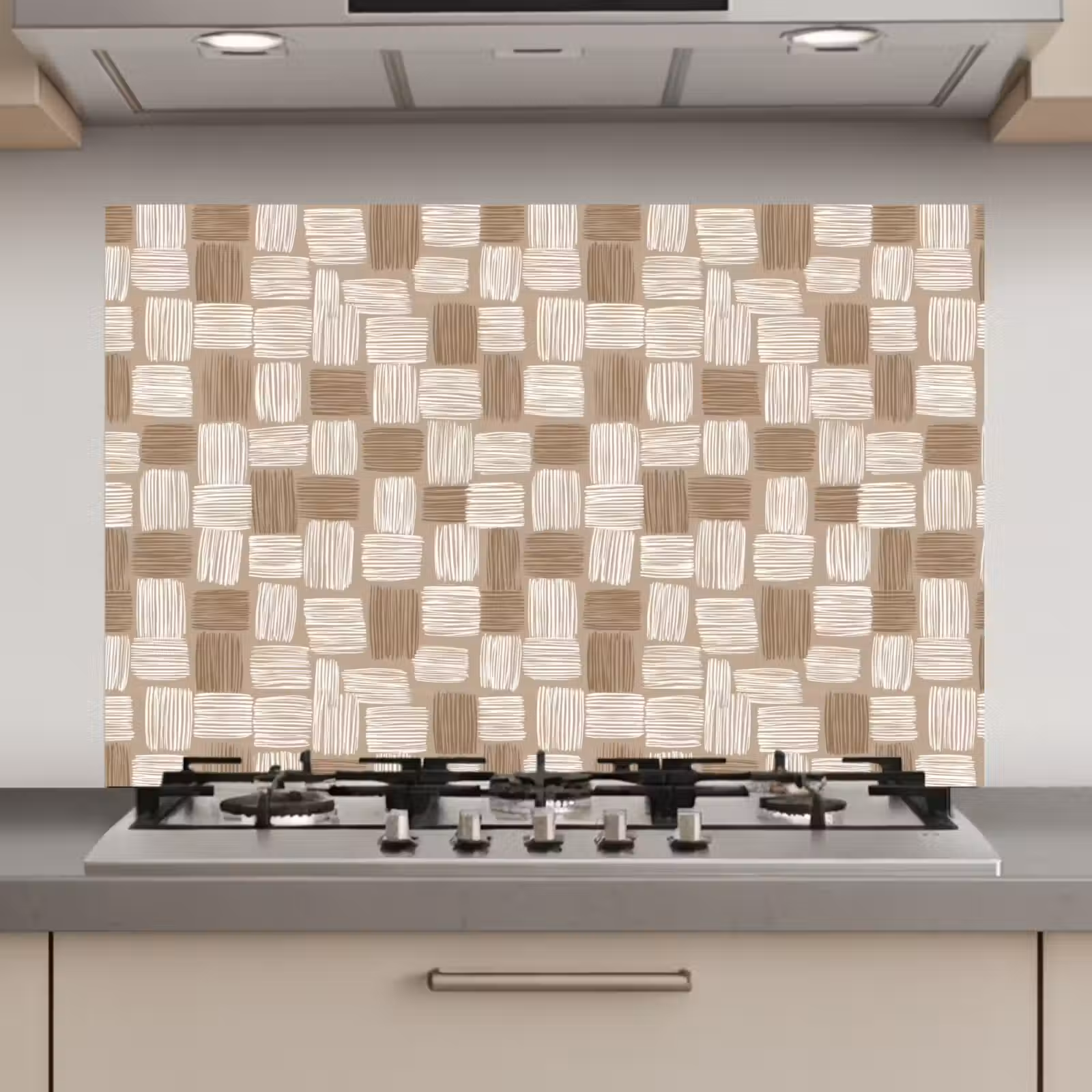 Spatscherm keuken - Blok - Patroon - Bruin — 1