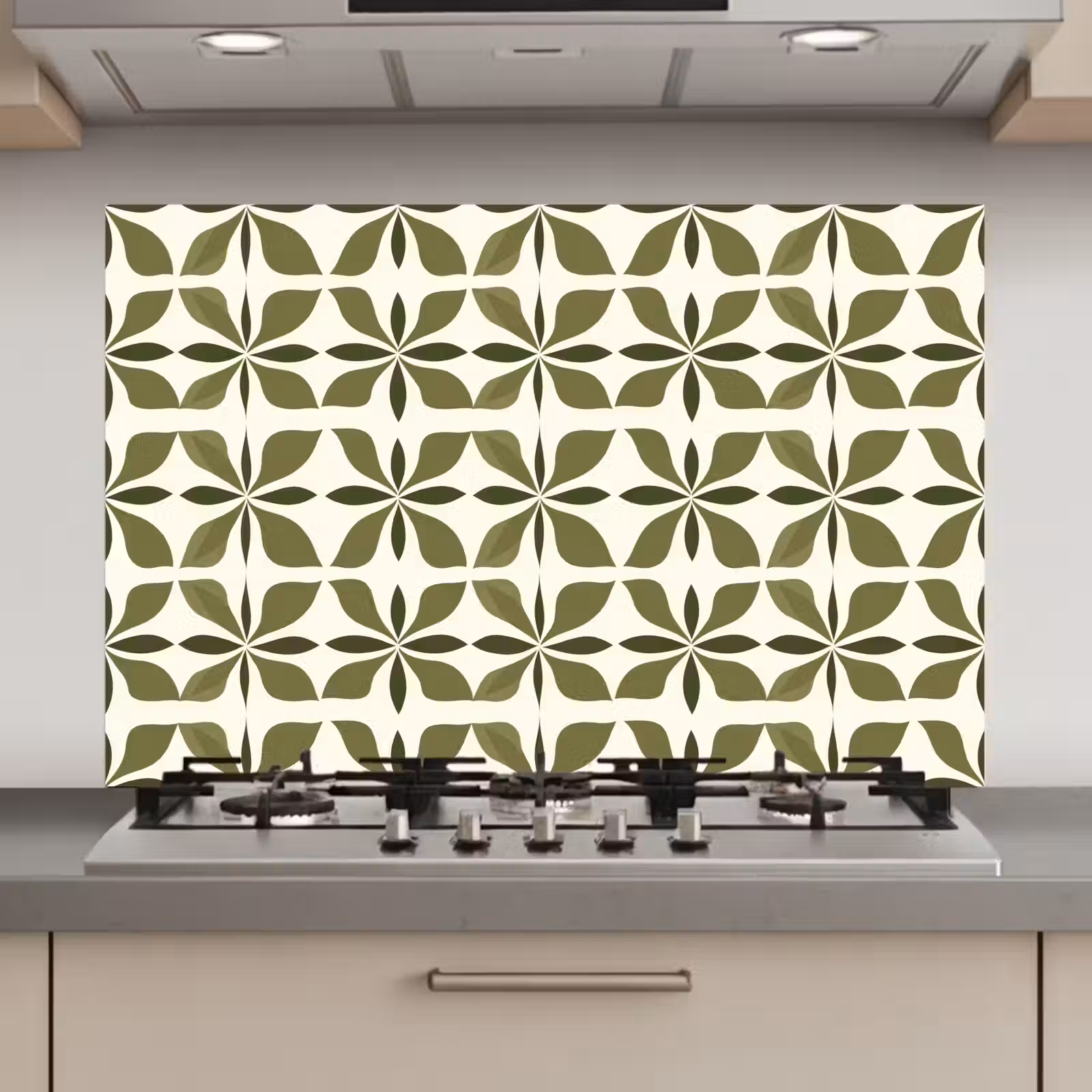Spatscherm keuken - Botanisch - Retro - Groen — 1