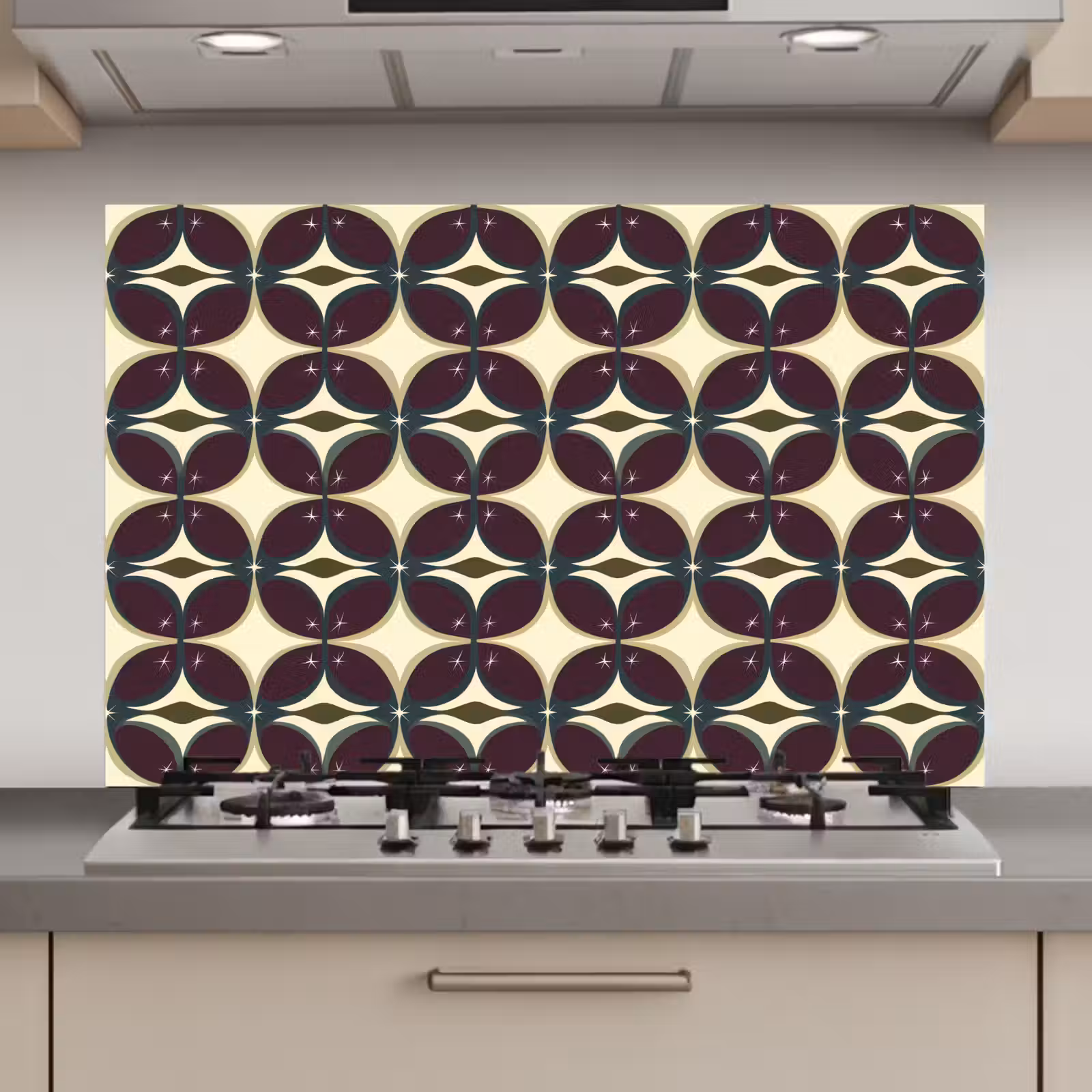 Spatscherm keuken - Cirkel - Retro - Kleurrijk — 1