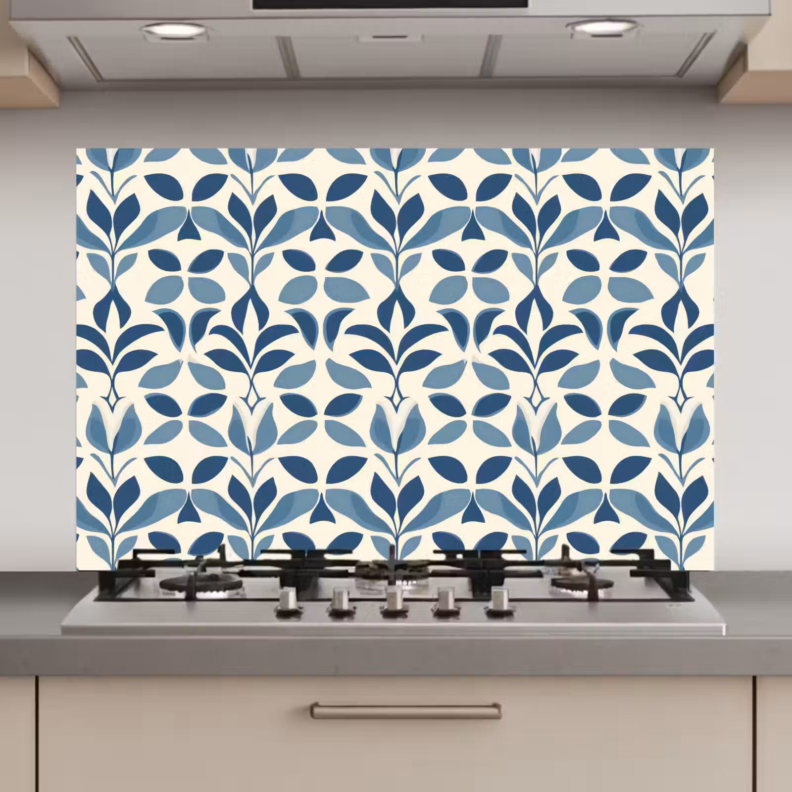 Spatscherm keuken - Flora - Modern - Blauw — 1