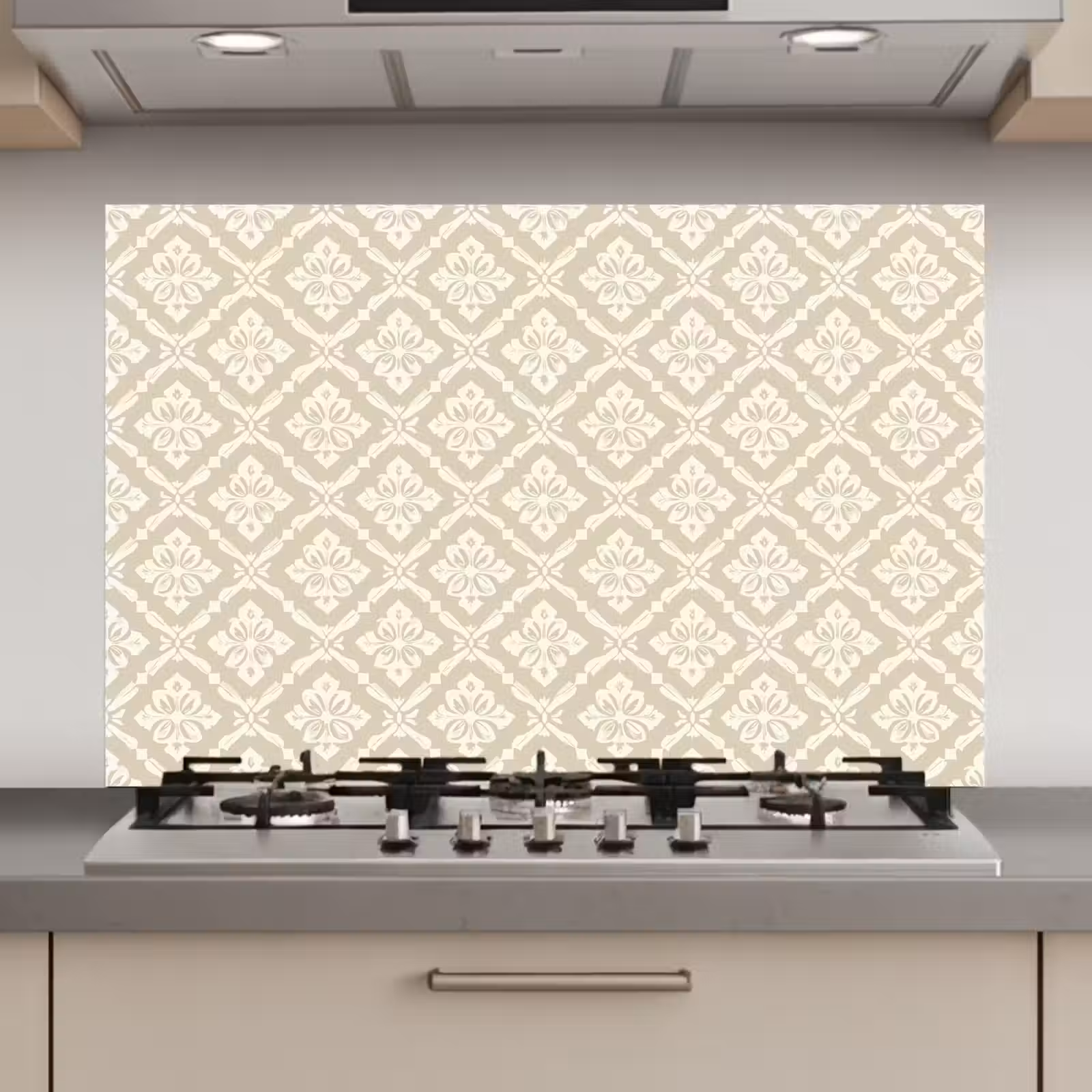 Spatscherm keuken - Floraal - Ornament - Beige — 1
