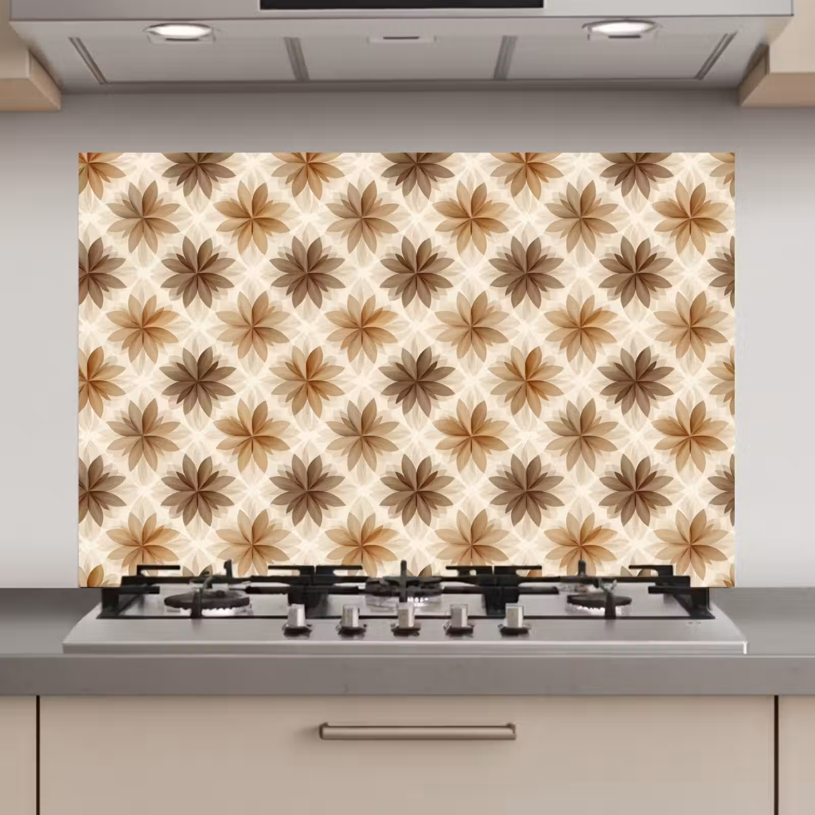 Spatscherm keuken - Geografisch - Patroon - Bruin — 1
