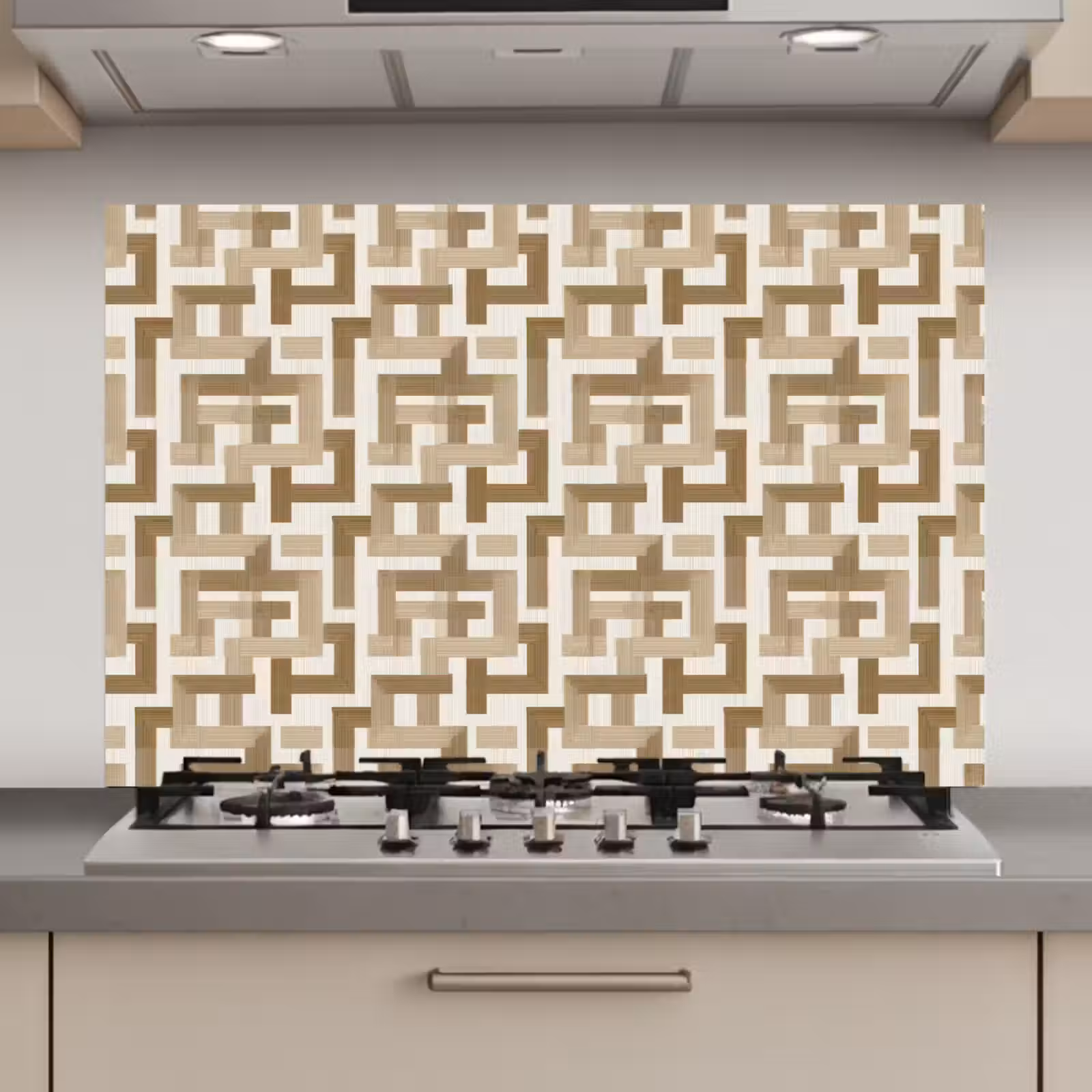 Spatscherm keuken - Geometrisch - Retro - Bruin — 1
