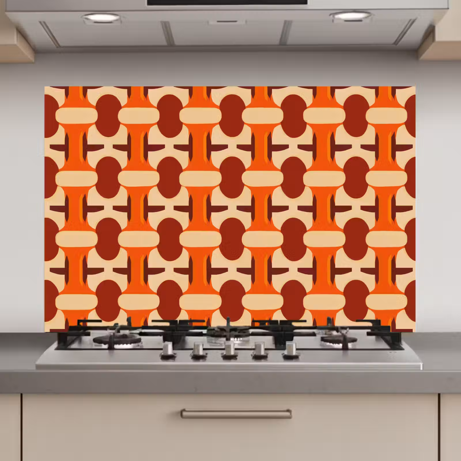 Spatscherm keuken - Geometrisch - Retro - Oranje — 1