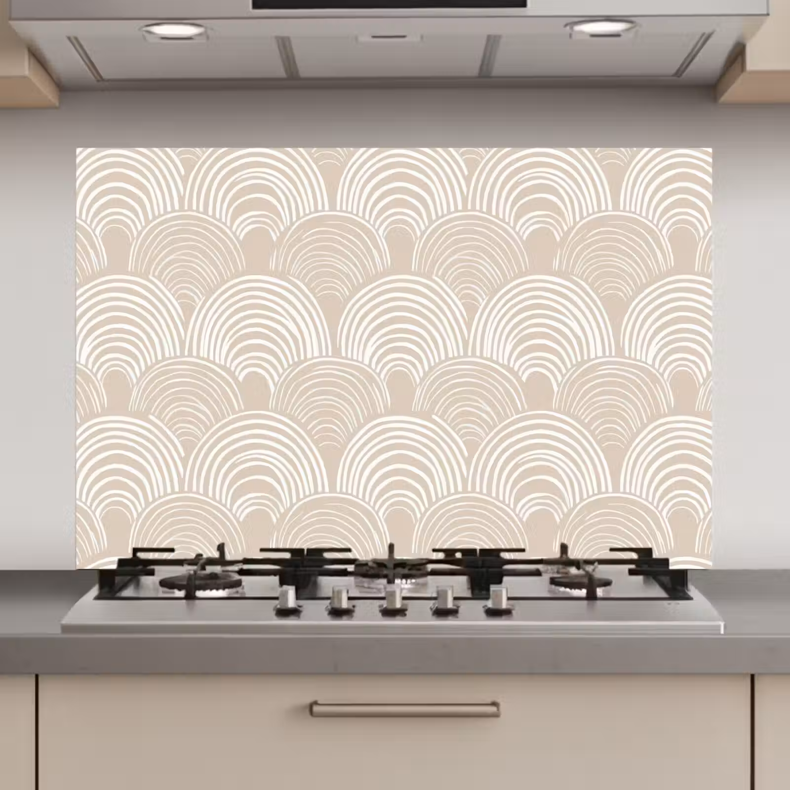 Spatscherm keuken - Golven - Structuur - Beige — 1
