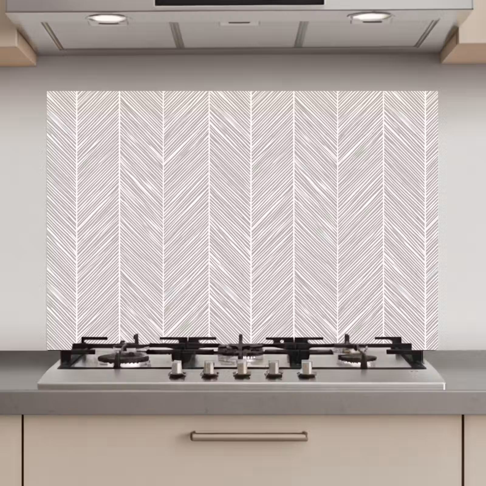 Spatscherm keuken - Klassiek - Visgraat - Grijs — 1