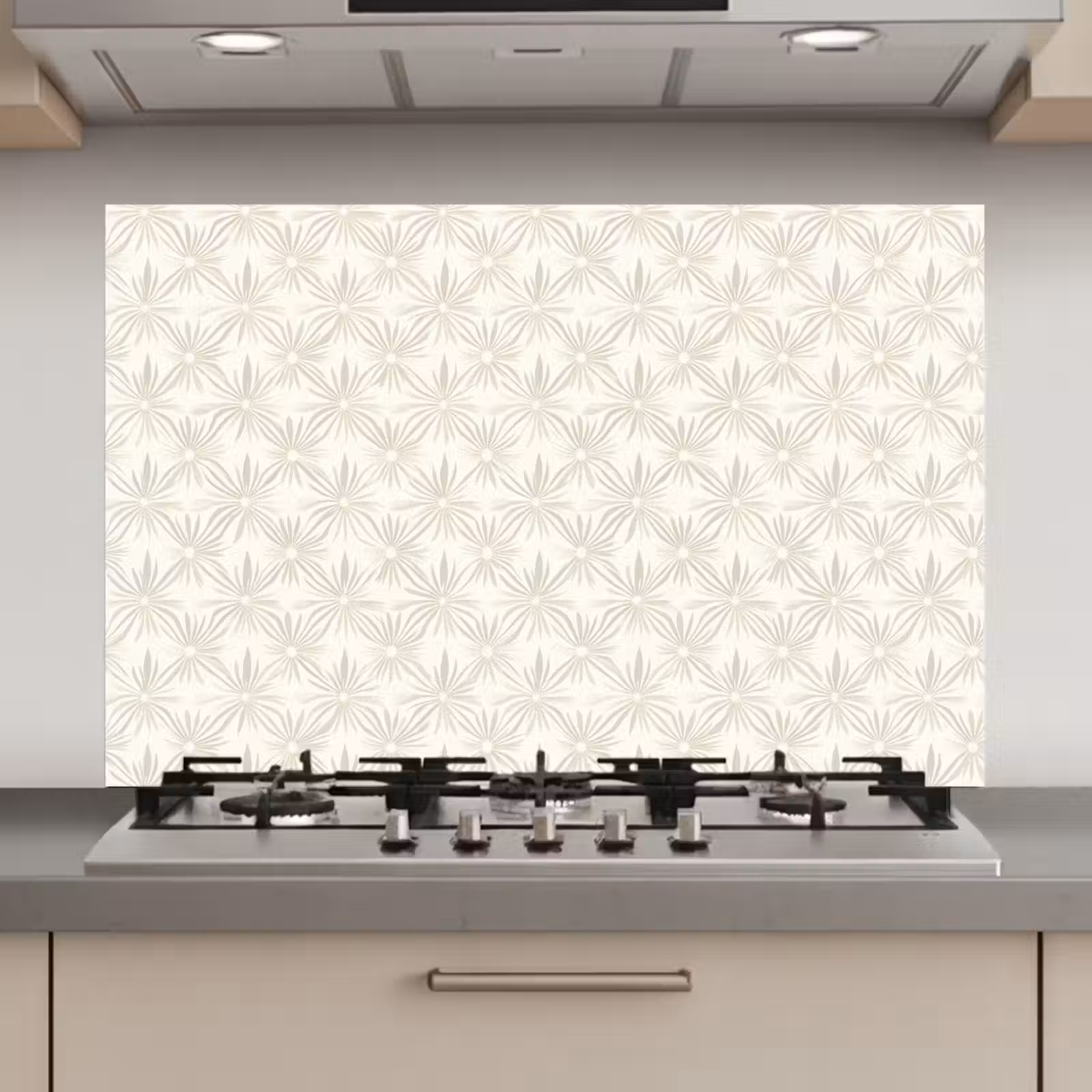 Spatscherm keuken - Patroon - Bloemen - Beige — 1
