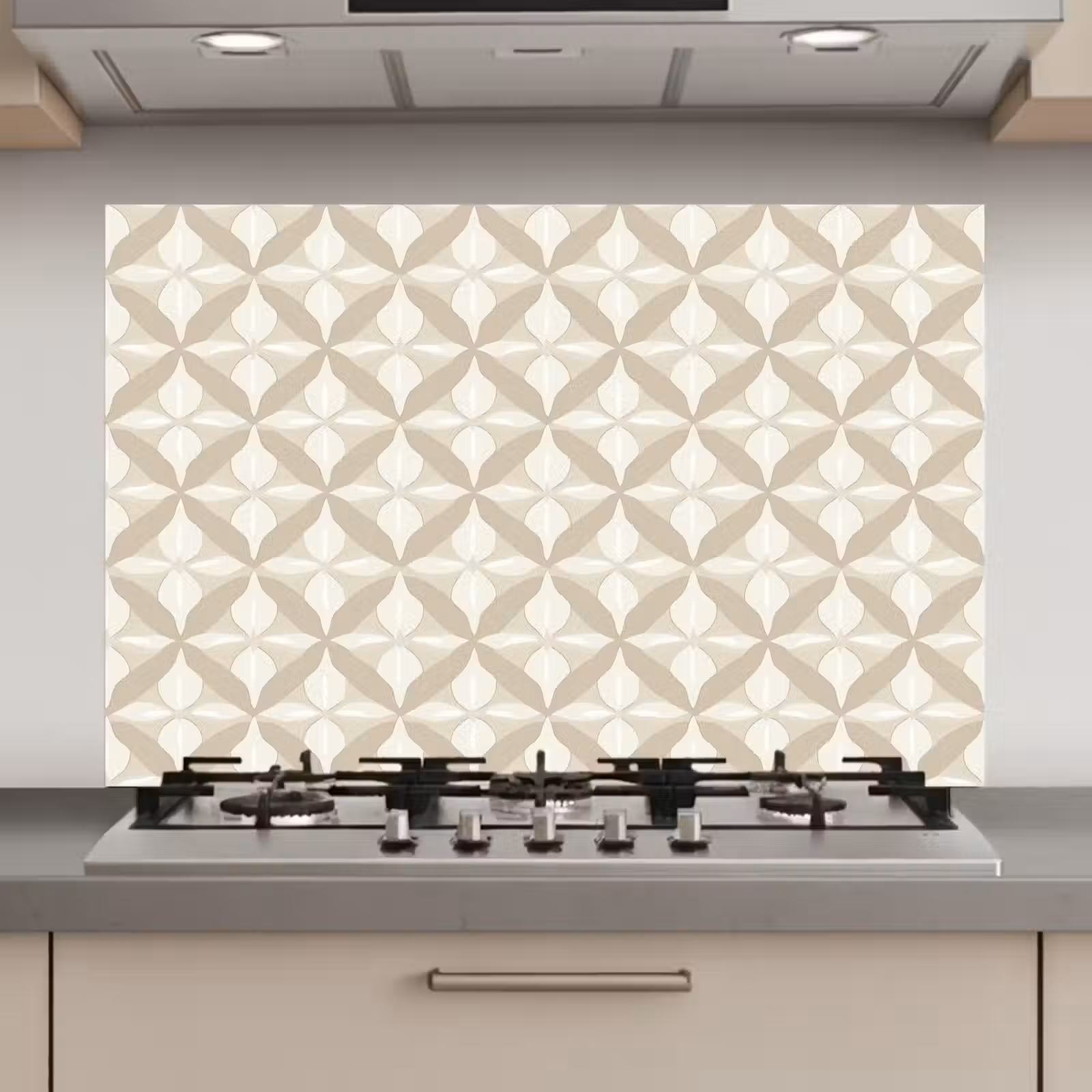 Spatscherm keuken - Patroon - Klassiek - Beige — 1