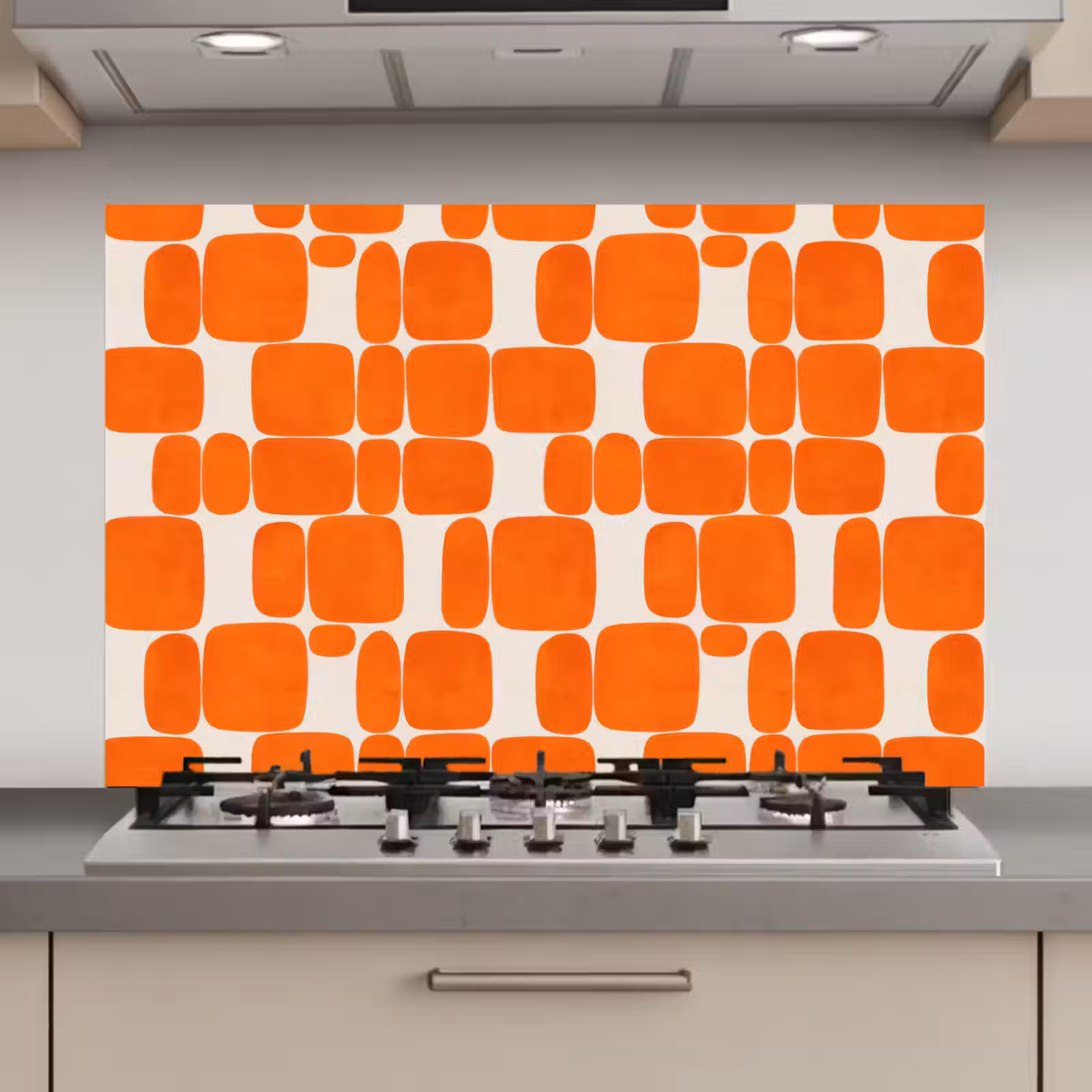 Spatscherm keuken - Patroon - Retro - Oranje — 1
