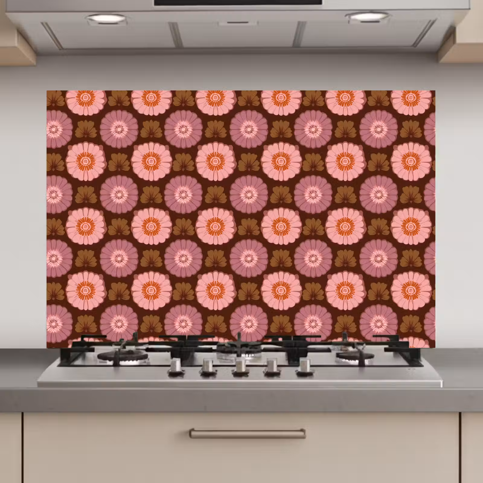 Spatscherm keuken - Retro - Madelief - Roze — 1